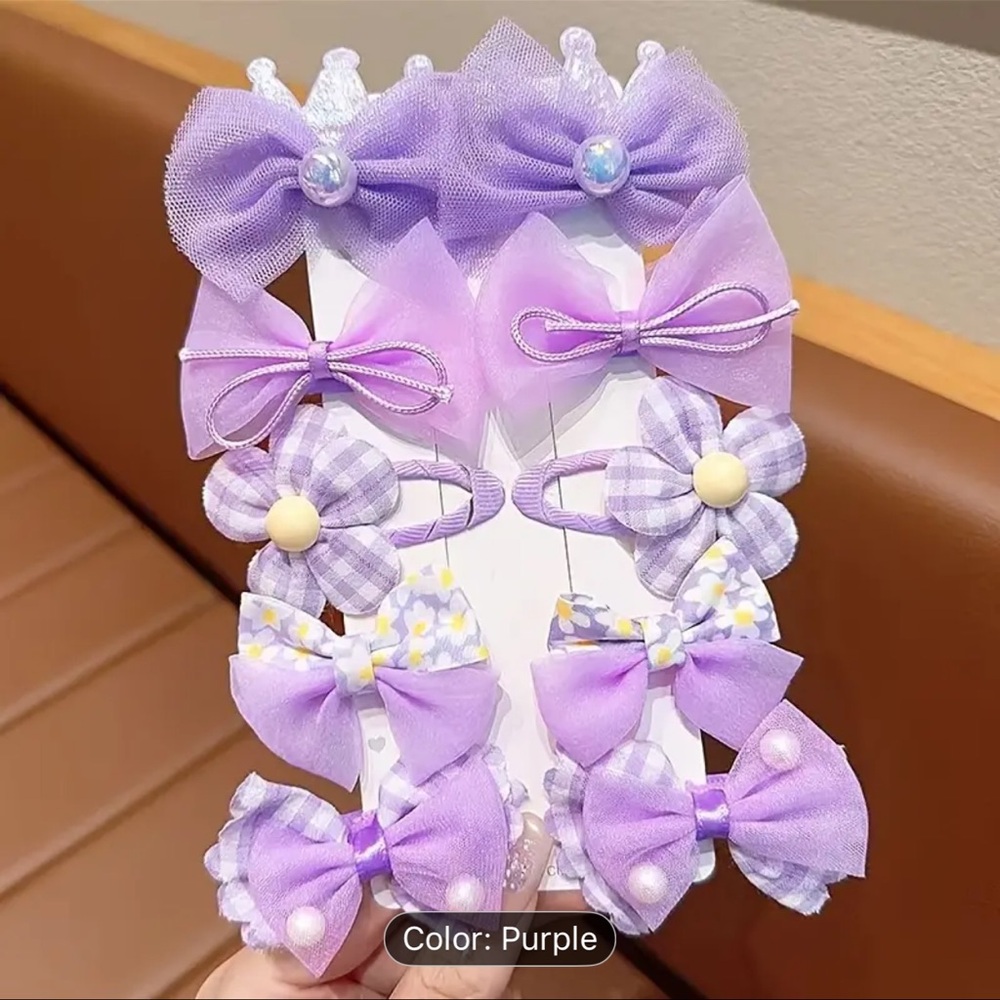 10 pc Baby girl Purple Hair Accessories Set